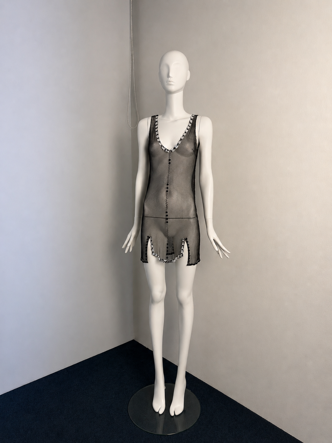 PRADA FALL 1997 EMBELLISHED MESH MINI DRESS