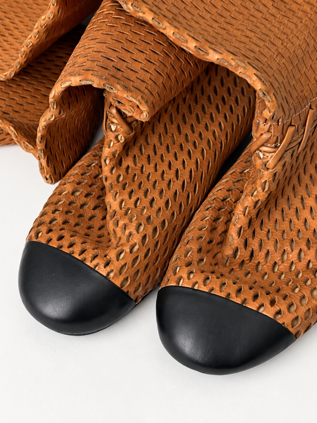 Vintage Chanel Woven Leather Boots