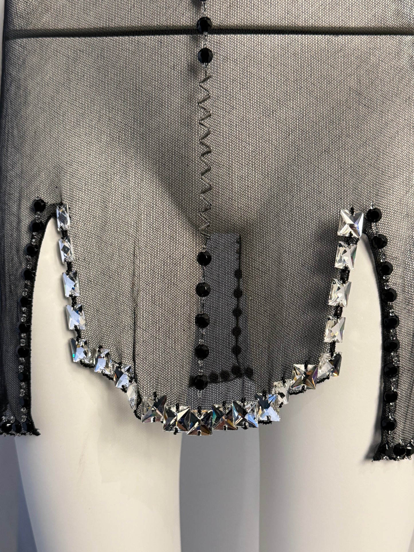 PRADA FALL 1997 EMBELLISHED MESH MINI DRESS