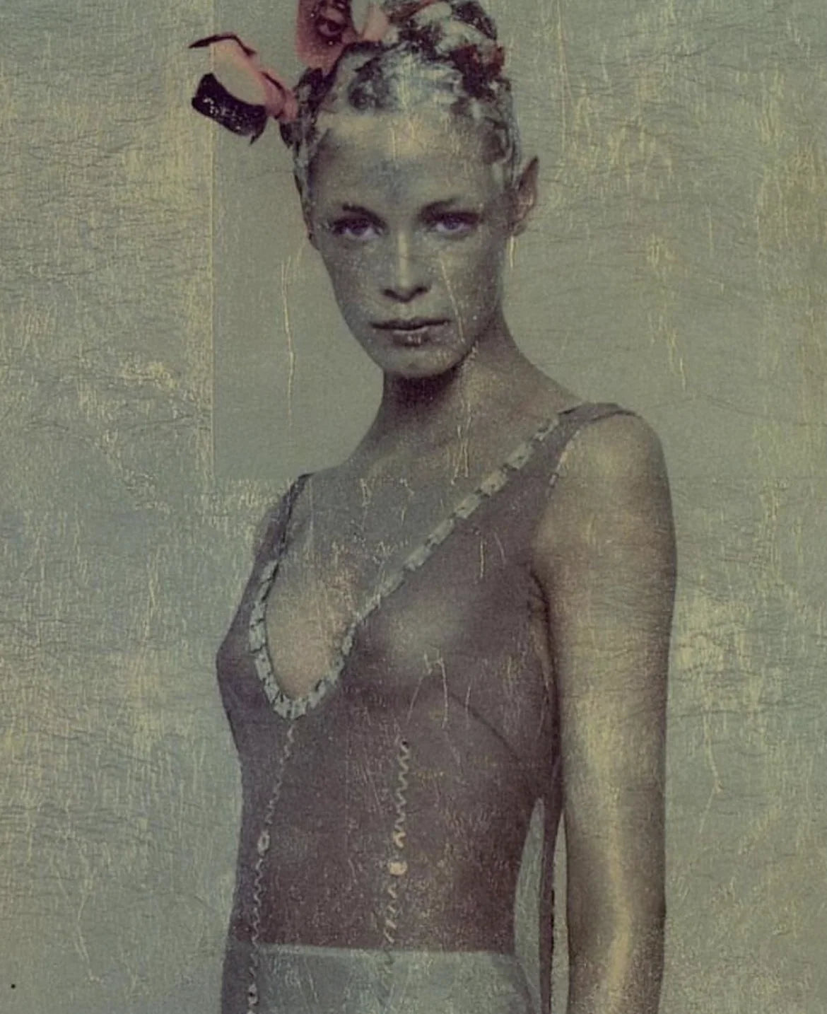 PRADA FALL 1997 EMBELLISHED MESH MINI DRESS