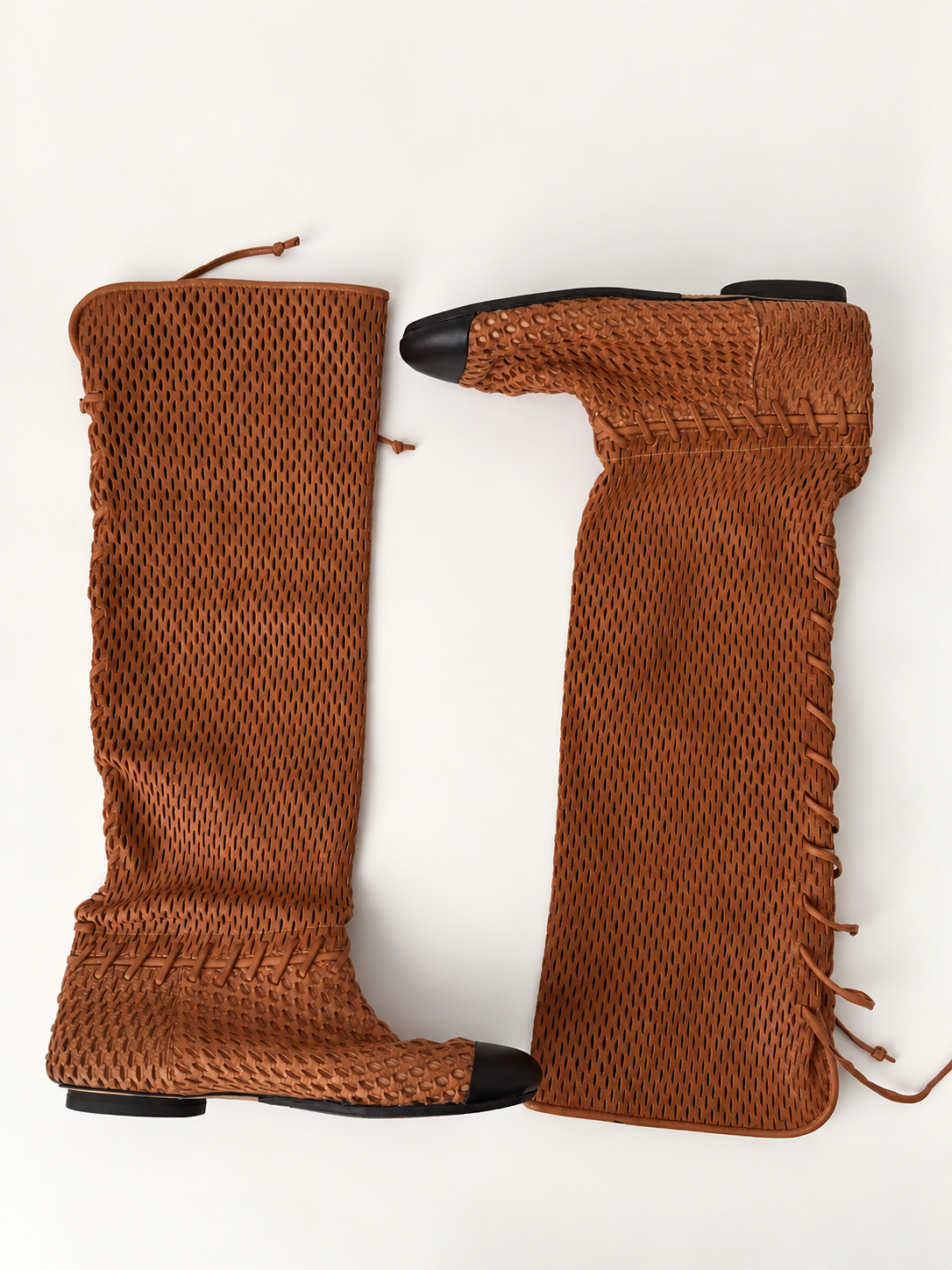 Vintage Chanel Woven Leather Boots